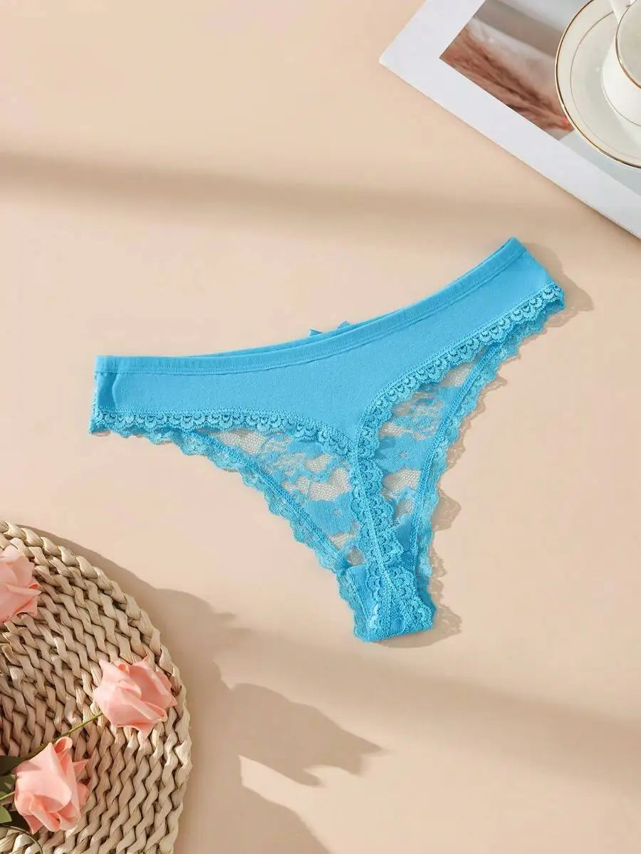 3Pcs Sexy Lace Women Thongs Transparent Women Panties Sexy Underwear Solid Floral G-String Size XS-XL Female Underpants Lingerie