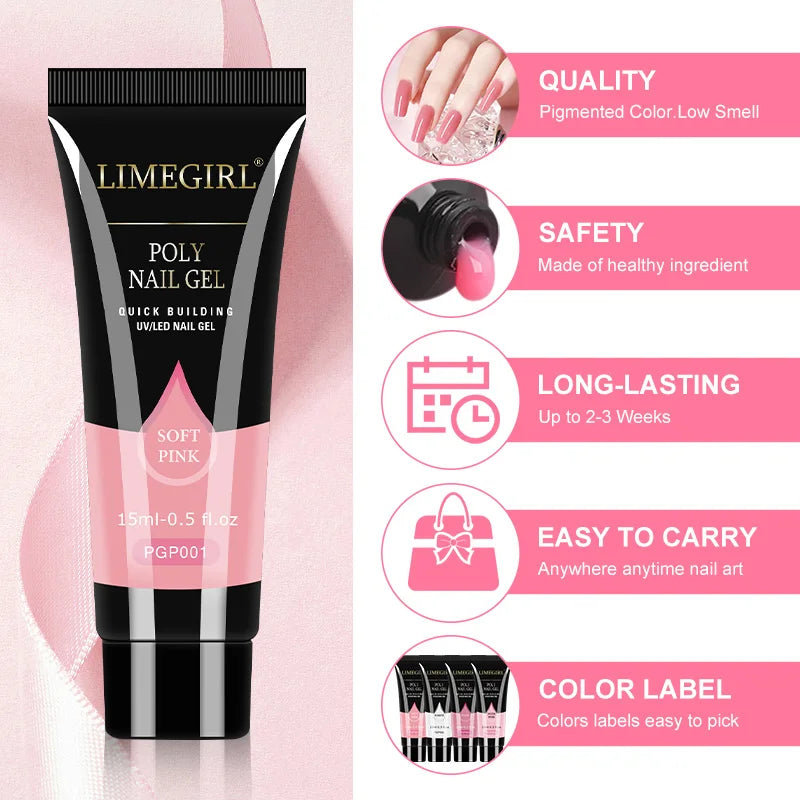 Poly Nail Gel Set 6/8PCS Poly Nail Gel Set For Nail Extension Transparent Brown Finger Quick Building Gel Poly Extension Gel Set