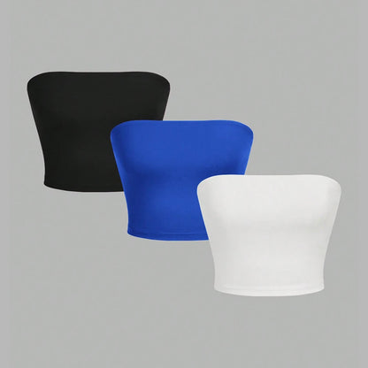 3-pack Axelbandslösa Bandeau Crop Tops för Dam