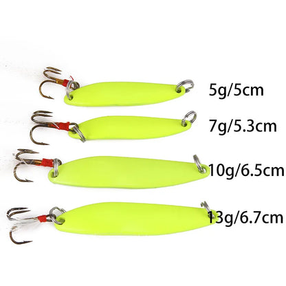 1pcs 5g 7g 10g 13g Luminous Fishing Spinner Spoon Lure Hard Bait with Feather For Bass Sea Lures Wobbles Fishing Accessories