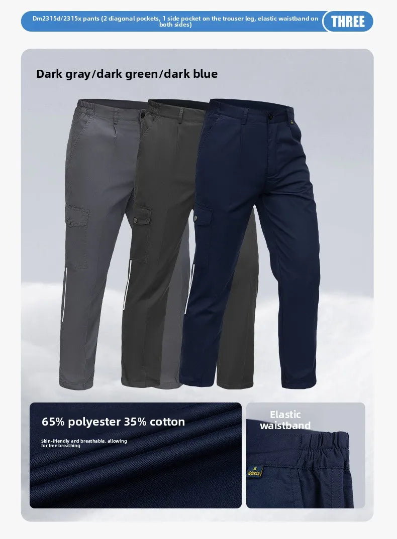 Men's Work Pants for Electricians, Auto Repair, Reflective Strips, Construction Site Trousers, Loose Labor Protection Pants Over