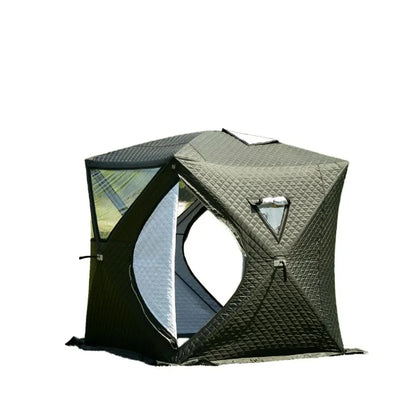 Winter Outdoor Pop Up Windproof Thickened Cold Resistant Sauna Room Portable Square Large Ice Fishing House Tent