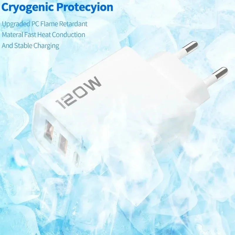 4-port USB-laddare med PD/QC3.0 – EU, US, UK och kabelvarianter