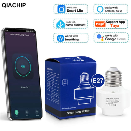 Tuya Smart E27 Lampadapter – WiFi, App-styrning, Timer, Alexa & Google Home, 110–220V