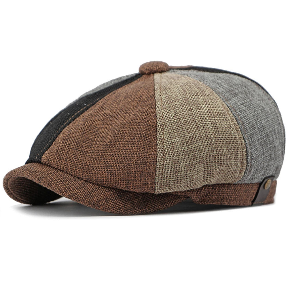 HT4668 Beret Cap Spring Summer Sun Hat Men Women Retro Artist Painter Linen Beret Hat Male Female Octagonal Flat Cap Mens Berets