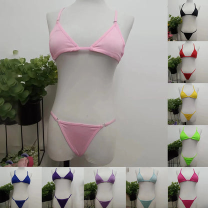 2Pcs/Set Women Bikinis Beachwear Lacing Up Bra And Thong Suits Brazilian Swimwear Female Swimming Swimsuit