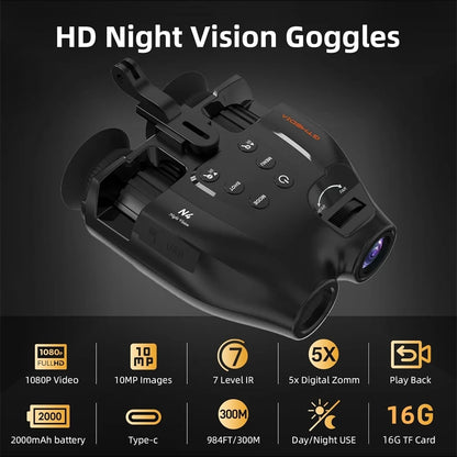 GTMEDIA N4 Night Vision Binoculars HD Infrared Night-Visions Goggles 300M Full Darkness Day/Night Use For Hunting Photos Videos