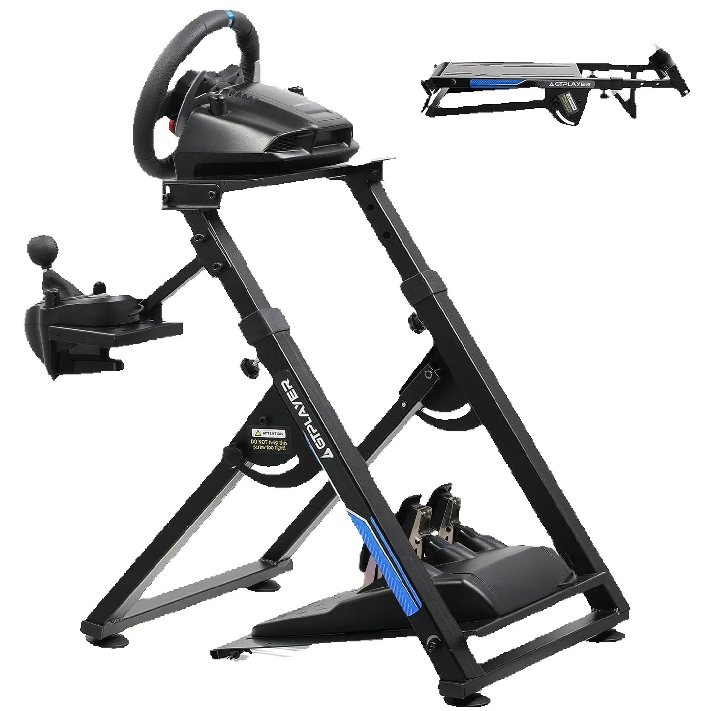 GTPLAYER Ratt-ställning för Sim Racing – Justerbar 20°/20cm Höjd, Kolstål, Logitech G29/G920/G923 Thrustmaster, EU-lager
