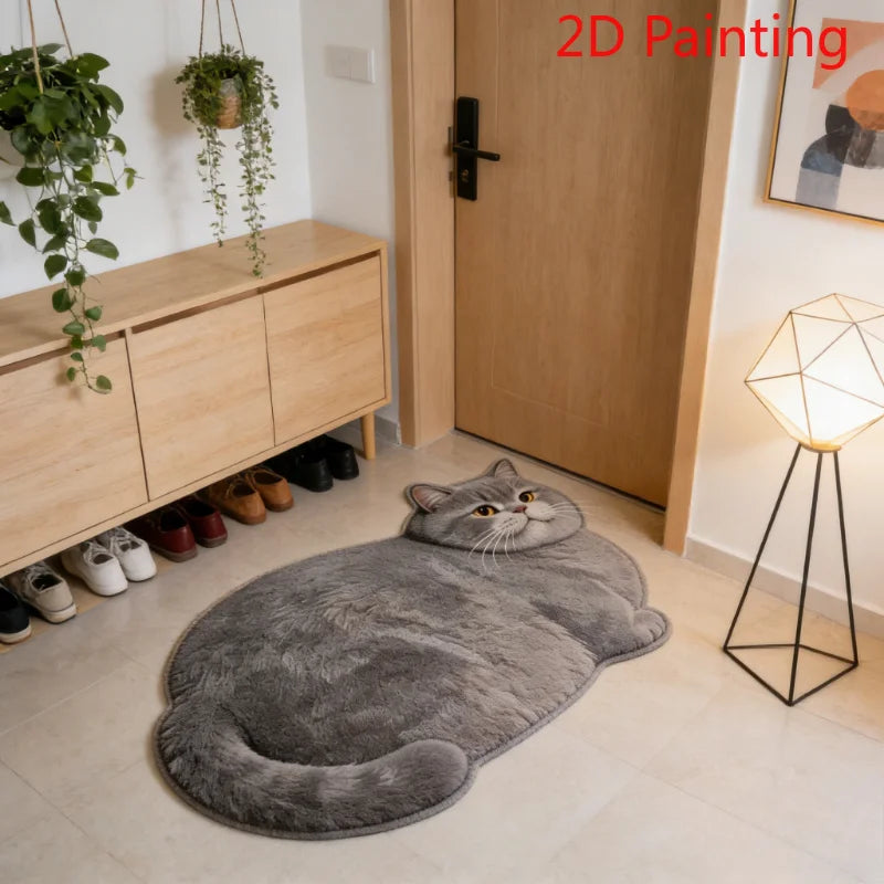 3D Cat Shaped Diatomite Bath Mat High Absorption Non Slip Quick Dry Entryway Floor Pad Household Home Textiles Bath Mat