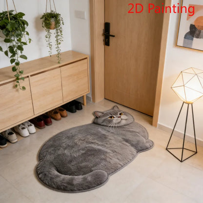 3D Cat Shaped Diatomite Bath Mat High Absorption Non Slip Quick Dry Entryway Floor Pad Household Home Textiles Bath Mat