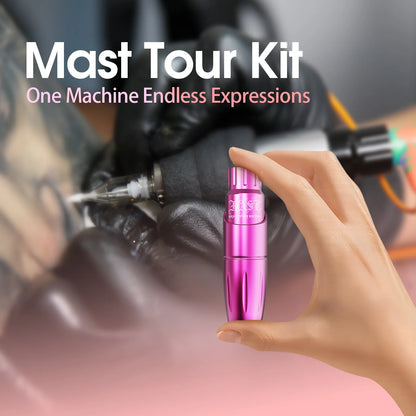 Mast Tour Tattoo Machine Full Kit Permanent Makeup Pen Lightweight Design for Eyebrow & Lip Art Makeup with MAST Pro Cartridge