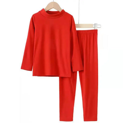 For German velvet warm children's self-heating fiber underwear set boys warm autumn clothes autumn and winter pants girls warm