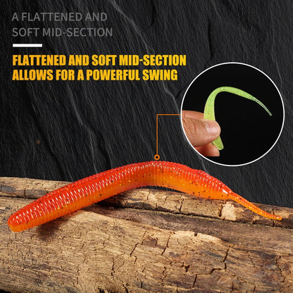 2019 new Supercontinent Needle-tailed straight worm now hot 100mm/10pcs Double Color Silicone Bait