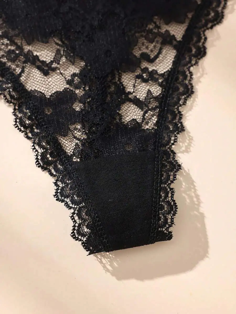 3Pcs Sexy Lace Women Thongs Transparent Women Panties Sexy Underwear Solid Floral G-String Size XS-XL Female Underpants Lingerie