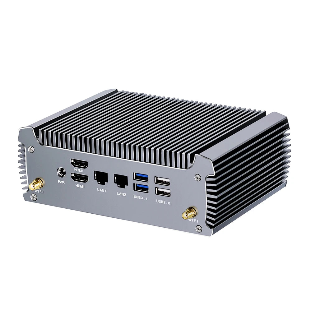 2026 FU02 Fanless AMD Mini Computer Ryzen 9 4950U 7 7730U 5825U 4700U Windows 11 Gaming PC Dual LAN Firewall 2*HDMI2.0 NVMe DDR4