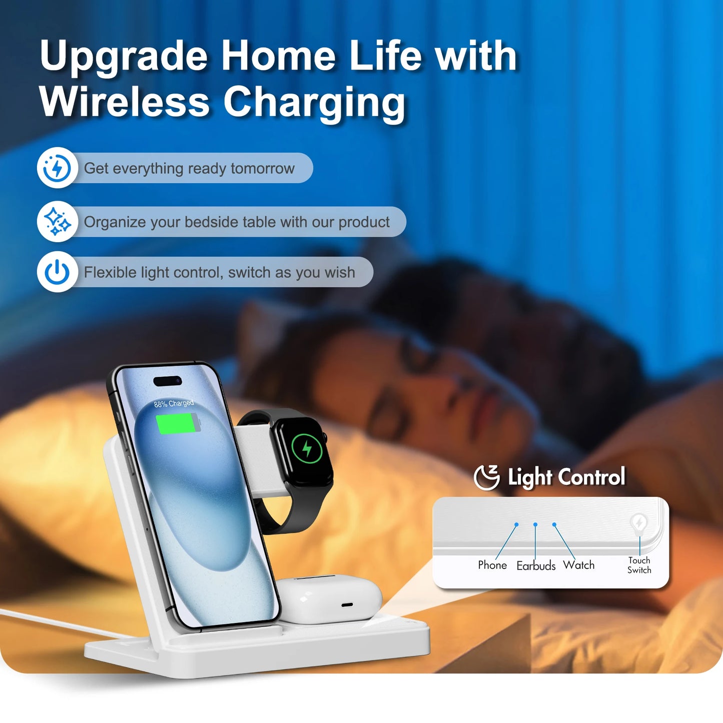 15W Magnetic Wireless Charger Stand Foldable 3 In 1 Fast Charging Sation for iPhone 17- 12 Pro Max Apple Watch 8 7 Airpods Pro