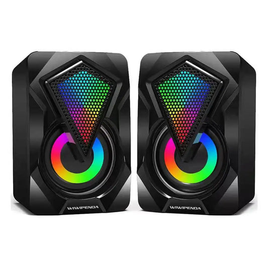 RGB-datorhögtalare PC-ljudbox HIFI Stereo USB trådbunden 3,5 mm ljudgränssnitt med LED-lampa för stationär dator projektor