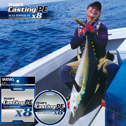 Varivas Avani Casting PE Max Power X8 Braided Fishing Line - Length:300m/330yds,Size:20-78LB Japan 8 Strand PE Braid Line