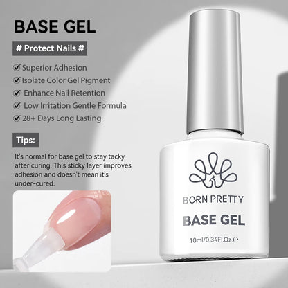 BORN PRETTY 10ml Base Gel Top Coat Rubber Gel Reinforcement Gel for Nails Tools Soak Off UV LED Nail Varnish Function Gel