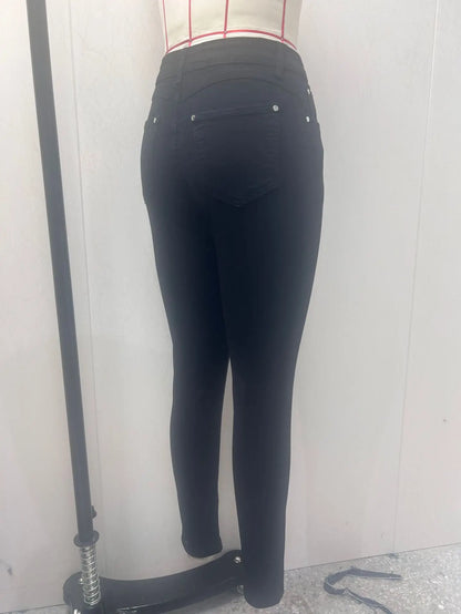 Women Pencil Pants Jeans Skinny Trousers High Waist Stretch Pockets Vintage Washed Female Streetwear Slim Full Length Denims