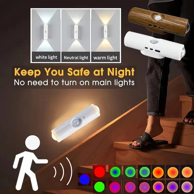 Smart RGB Nattlampa – Rörelsesensor, Magnetisk, USB-C Laddning, 1500mAh, Sovrum & Hall