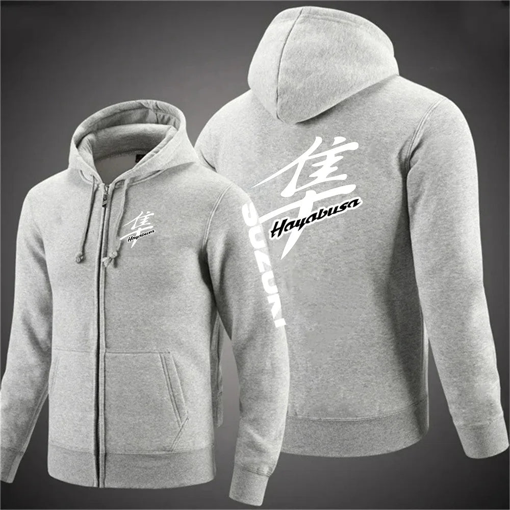 Suzuki Hayabusa Motorcykel Hoodie Herr – Dragkedja, Tryckt Logga, Vår & Höst