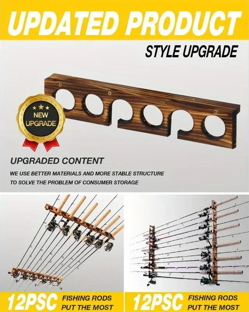 1pair Fishing Rod Holders Up to 6 Rods Fishing Pole Rod Racks Wall or Ceiling Mounted Fishing Pole Rod Holder for Garage Storage