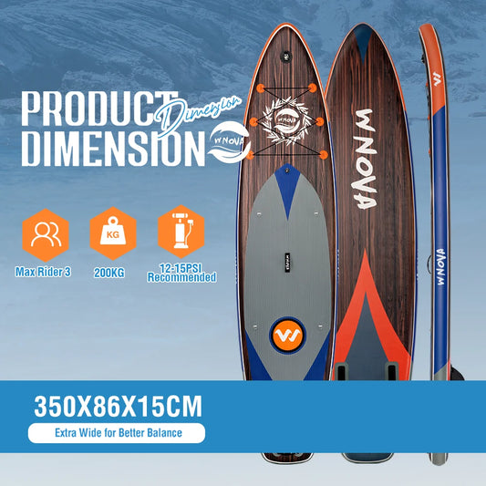 WNOVA W025 Uppblåsbar SUP-bräda – 350×86×15 cm, Ultralätt 10 kg, Halkfri