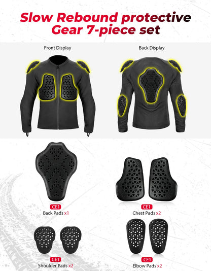 Motorcycle Riding Jacket Summer Breathable Men Women with 7Pcs Set CE Protective Gear Soft Mesh Body Protector Moto  Equipment