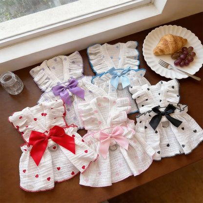 Cat Summer Dress Anti Shedding Thin Pet Clothes Leash D Ring Breathable Kitten Small Dog Puppy Cute Ragdoll Style Princess Skirt