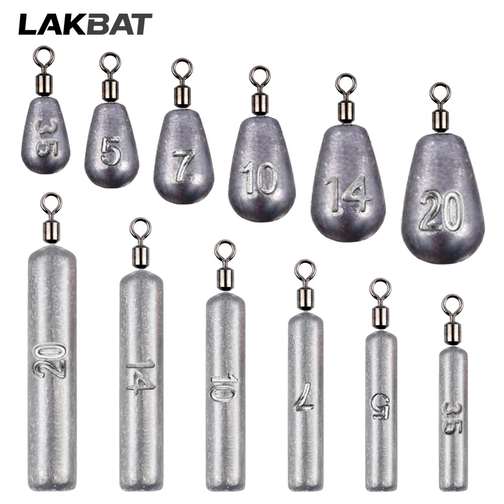 Fishing Weight 10PCS 3.5g 5g 7g 10g 14g 20g Tube Bullet Quick Rod Jig Head Casting Metal Tackle Kit Pesca Tool Plumb Pendant