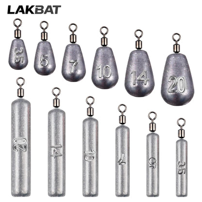 Fishing Weight 10PCS 3.5g 5g 7g 10g 14g 20g Tube Bullet Quick Rod Jig Head Casting Metal Tackle Kit Pesca Tool Plumb Pendant