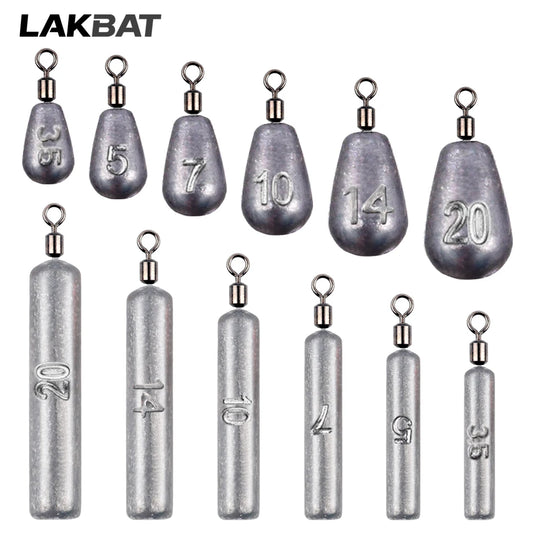 Fishing Weight 10PCS 3.5g 5g 7g 10g 14g 20g Tube Bullet Quick Rod Jig Head Casting Metal Tackle Kit Pesca Tool Plumb Pendant