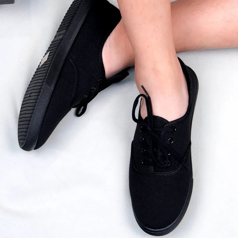 Canvas-sneakers för dam – andningsbara i stor storlek med platåsula
