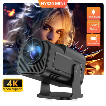 HY320 Mini Video Projector Native 720P Android 11 Projectors 300ANSI Wifi6 Cinema Outdoor Portable 180° Rotable BT5.0 4K Movie