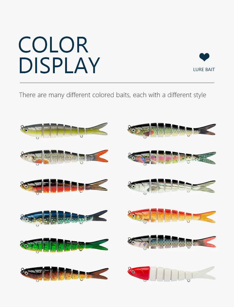 CIBO Fiskedrag Stort Kit – Swimbait Jointed Lure för Gös Abborre Gädda Hav Sjö Å, 12 Färger + 5-pack