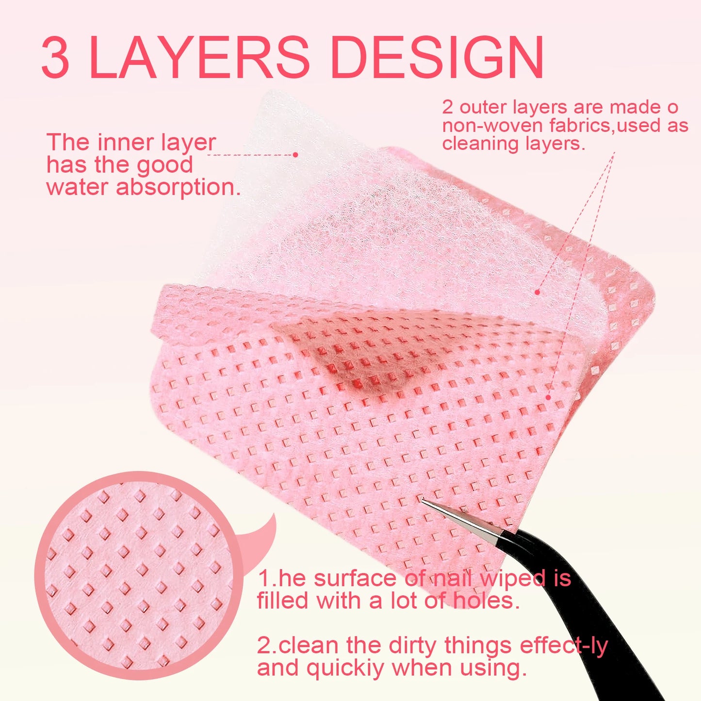1080pcs Boxed Nail Art Lint-Free Eyelash Glue Wipes Paper Gel Polish Remover Clean Glue Cotton Pads Beauty Cleaning Tools