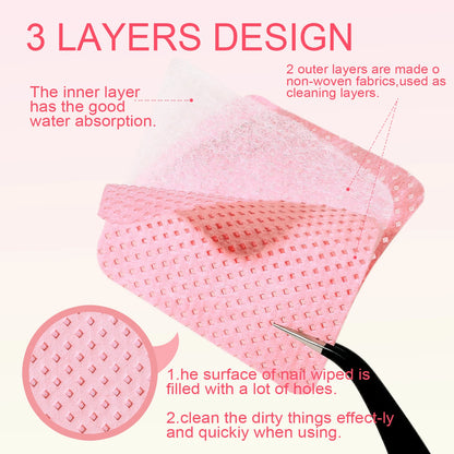 1080pcs Boxed Nail Art Lint-Free Eyelash Glue Wipes Paper Gel Polish Remover Clean Glue Cotton Pads Beauty Cleaning Tools