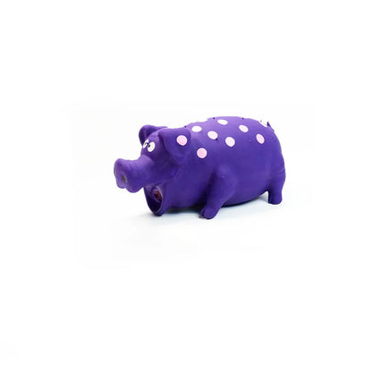 Pipande Grisleksak i Latex för Hund – Squeak, Tuggtålig, Tandvård, Grön/Rosa/Blå/Lila