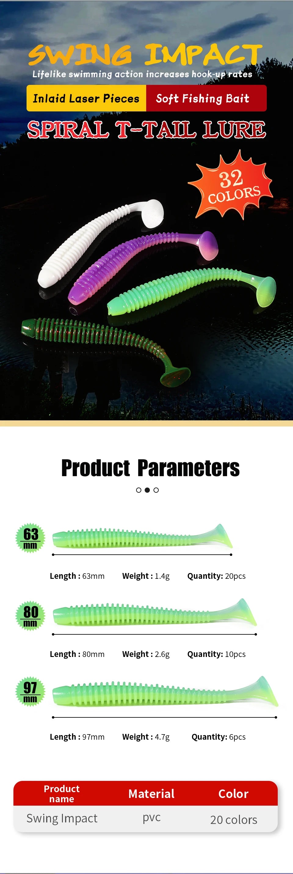 Supercontinent Impact Ring Shad Fishing Lure Soft 63mm 80mm 97mm Plastics Baits Swimbait Jigging Lure Artificial Baits