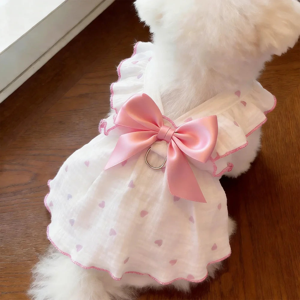 Cat Summer Dress Anti Shedding Thin Pet Clothes Leash D Ring Breathable Kitten Small Dog Puppy Cute Ragdoll Style Princess Skirt