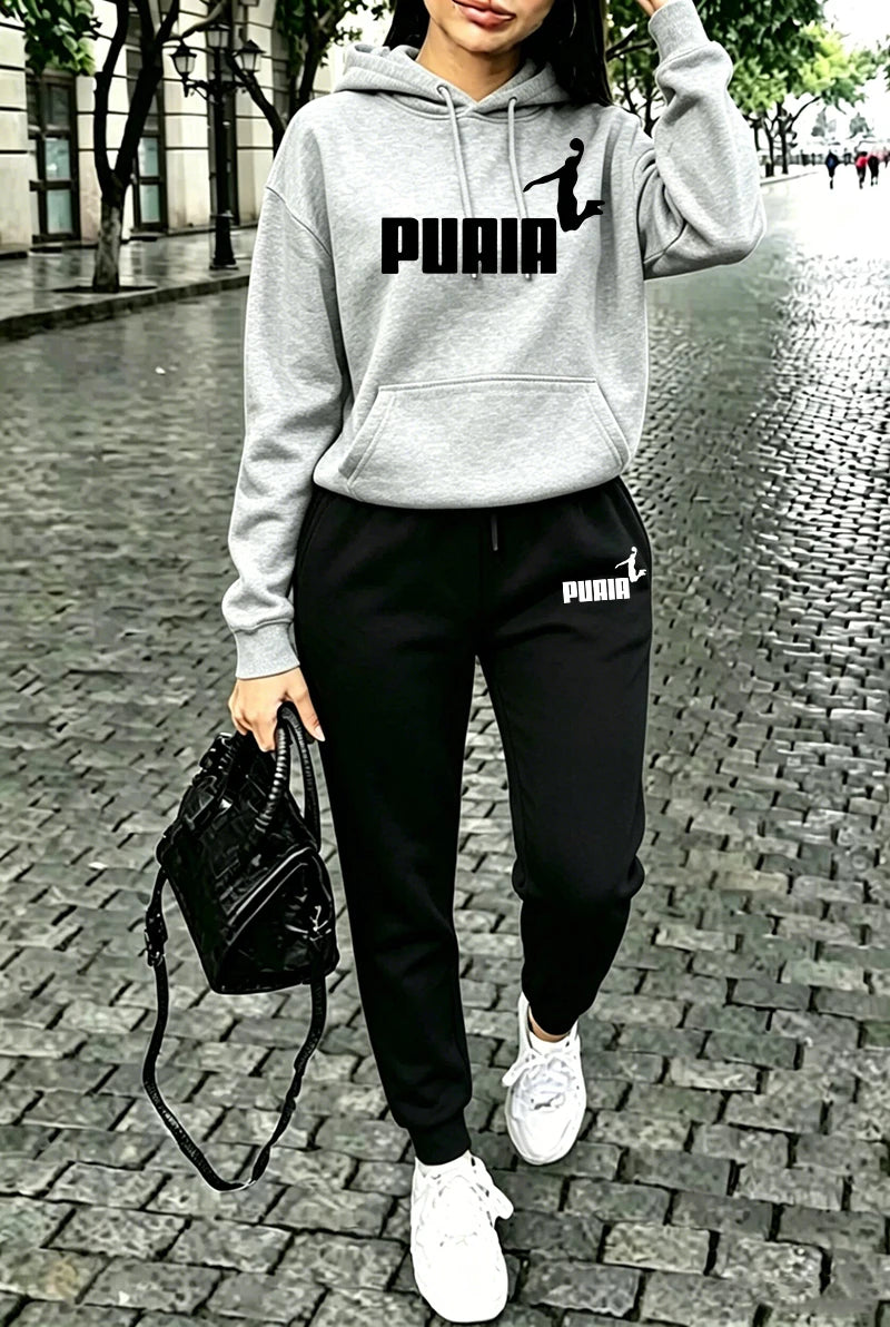Fall Winter Womens Outfits Street Casual Hooded Sweatshirts Outdoors Sports Jogging Clothing Hot Sales Single Piece Hoodie Pants