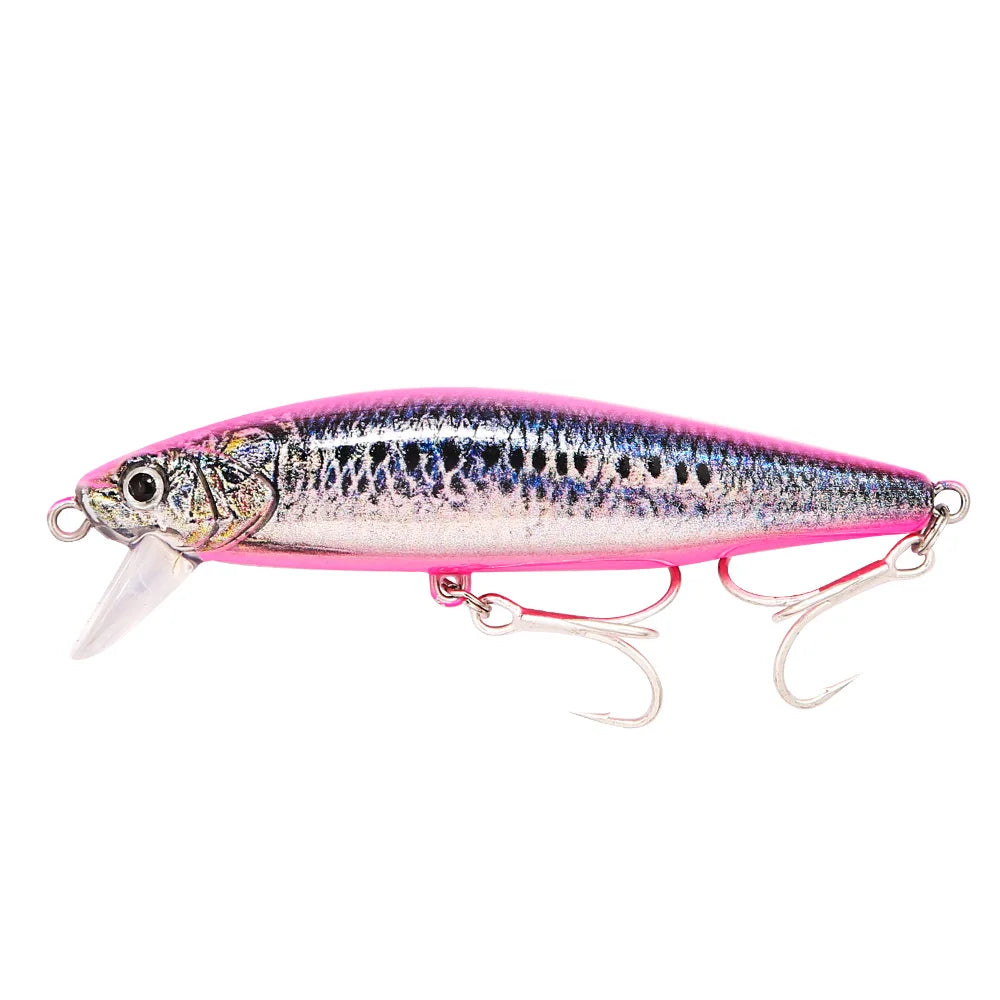 B&U Sinking Sea Fishing Minnow Lure  Long Cast Hard Bait with Sharp Treble Hooks, Saltwater Lures for Sea Bass Pike