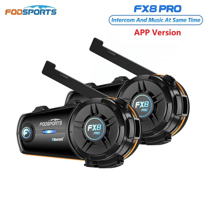 Fodsports FX8 Pro intercom för MC-hjälm – tvåpack med appstöd