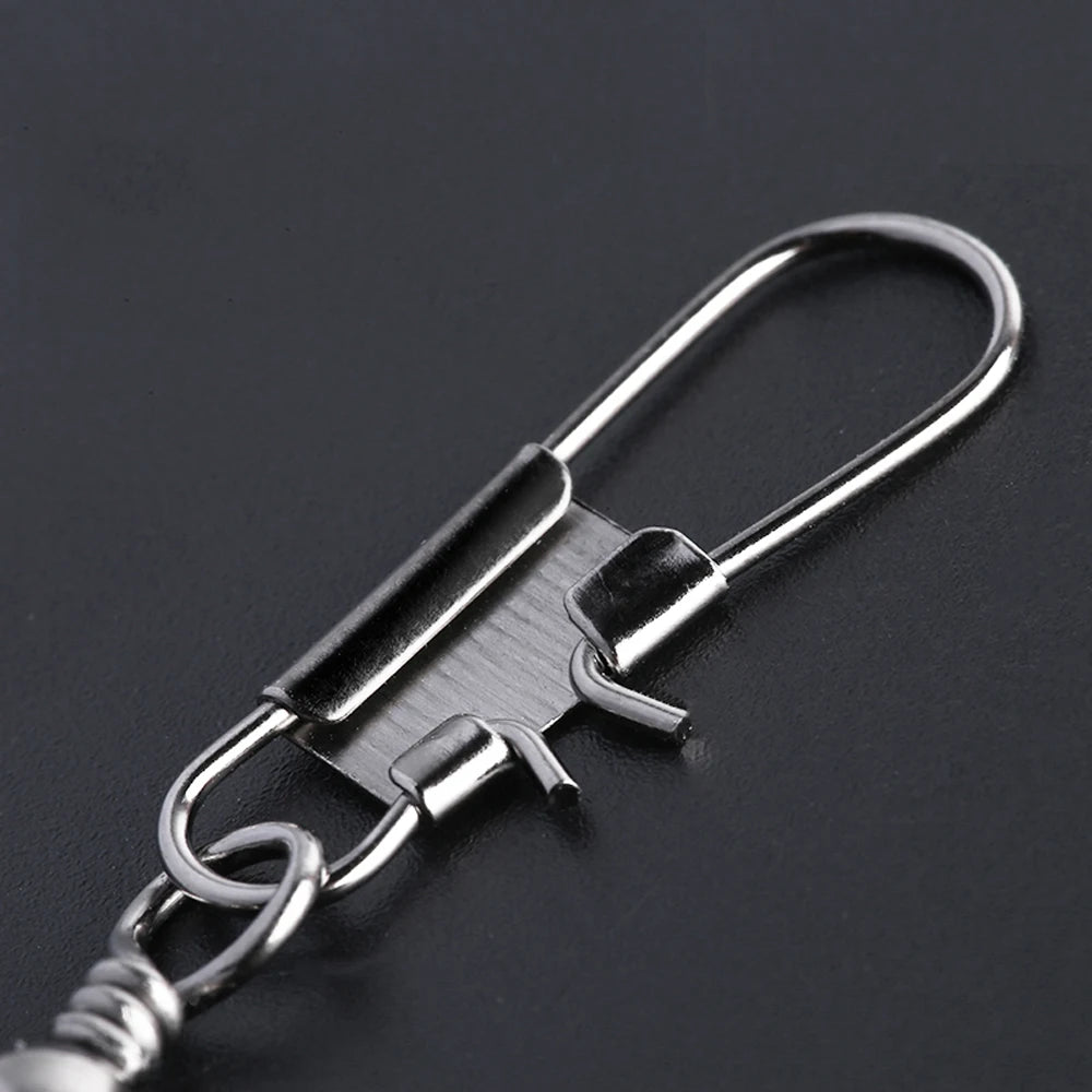 50/100pcs 4-12# Fishing Connector Pin Bearing Rolling Swivel Stainless Steel With Snap Fishhook Lure Tackle Accessorie