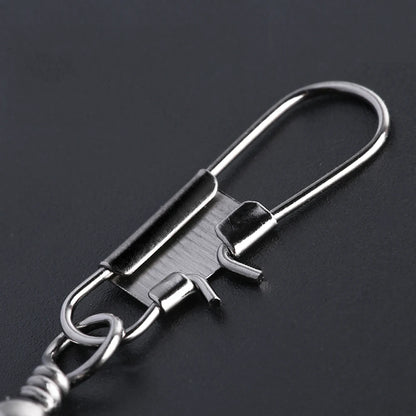 50/100pcs 4-12# Fishing Connector Pin Bearing Rolling Swivel Stainless Steel With Snap Fishhook Lure Tackle Accessorie