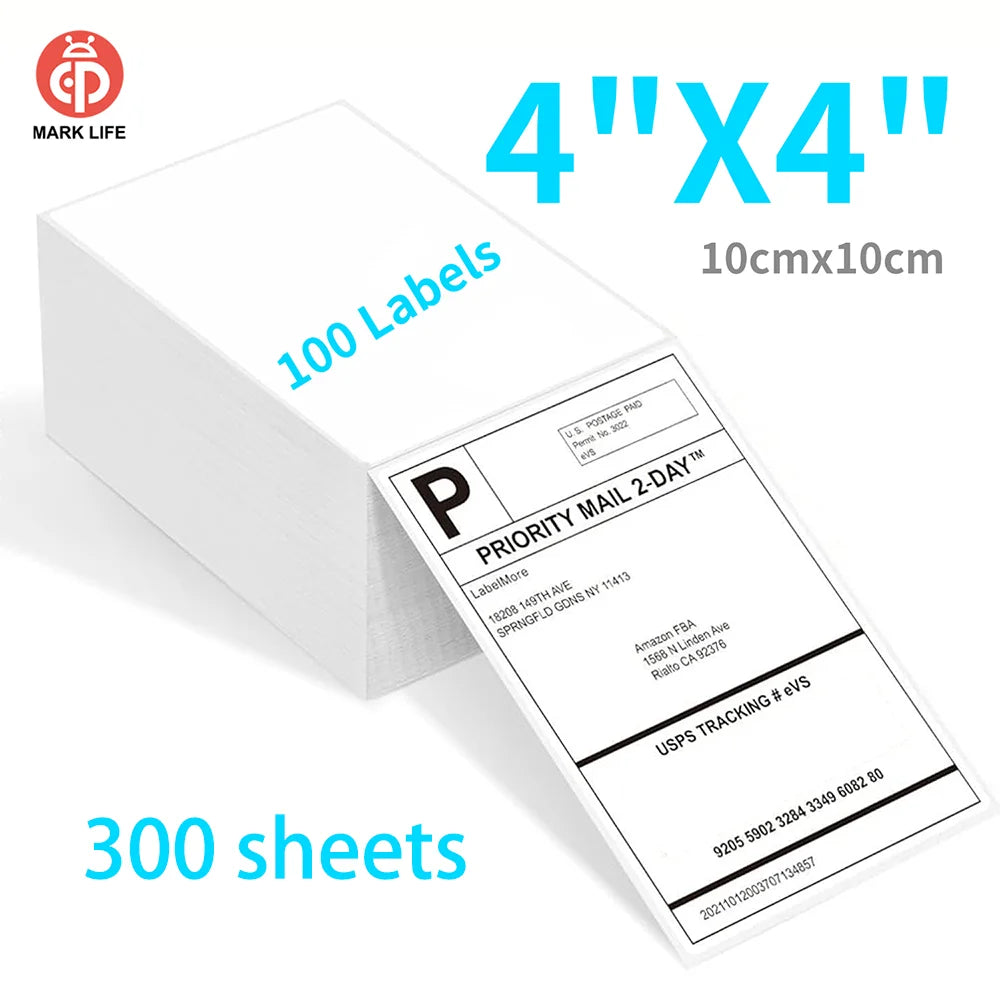 Termiska Etiketter 4x4" & 4x6" – Kompatibla med D200 D100 X4 – Vattentålig Rivtålig Bläckfri Frakt Kontor Hem 100/300/500-pack 2026