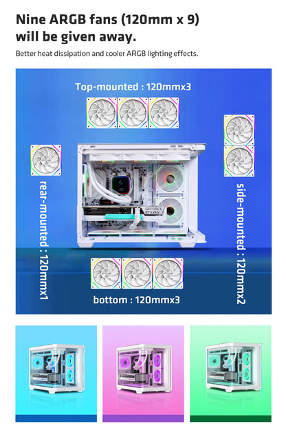 Yeah magic BIFROST PC Case argb*3 M-ATX ITX Sea View Room Side Transparent Desktop Chassis Diy pc game DIY pc case