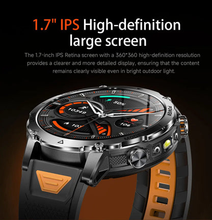 2026 1400mAh Big Battery Smart Watch Men Outdoor GPS Flashlight IP68 Waterproof Bluetooth Call AMOLED Military Sports Smartwatch