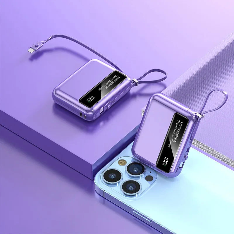 50000mAh Power Bank Comes with data cables Portable Auxiliary Spare External Battery Pack Charger For iPhone Android